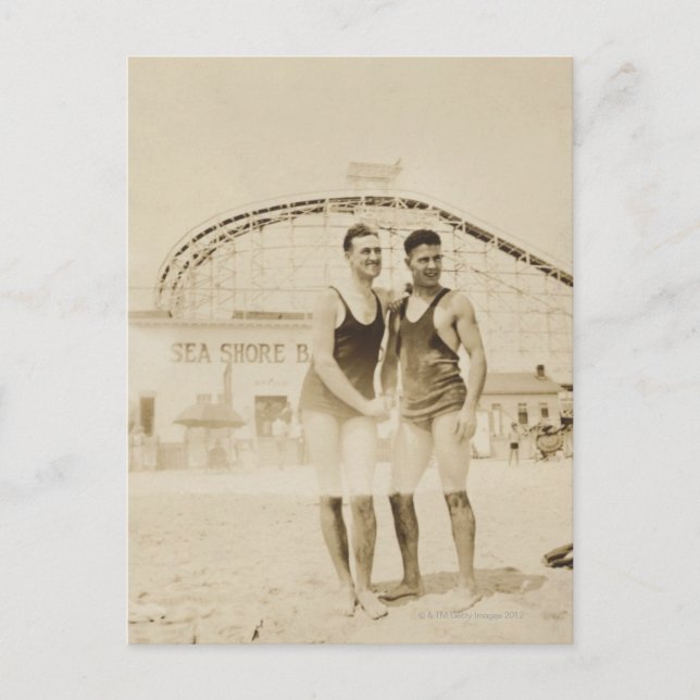 Men Standing on Beach Postcard (Front)