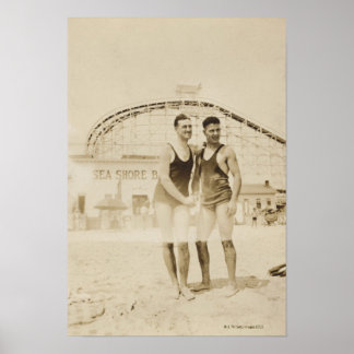 Men Standing on Beach Poster