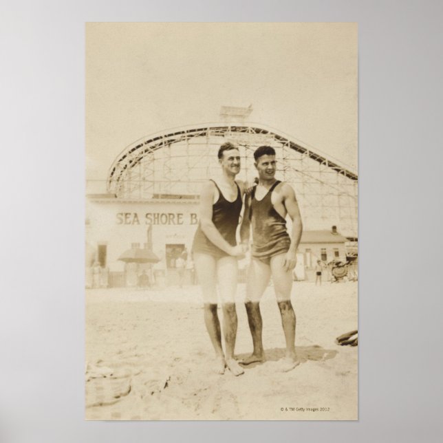 Men Standing on Beach Poster (Front)