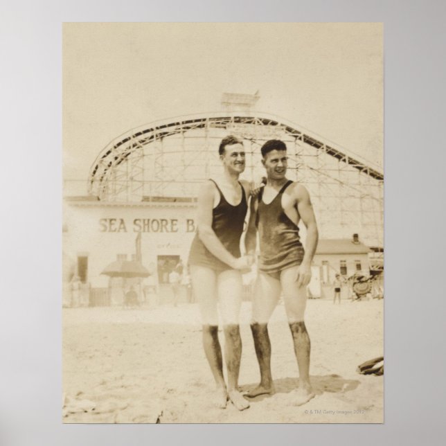 Men Standing on Beach Poster (Front)