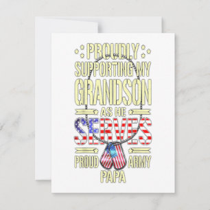 Men supporting my grandson as he serves proud gift invitation