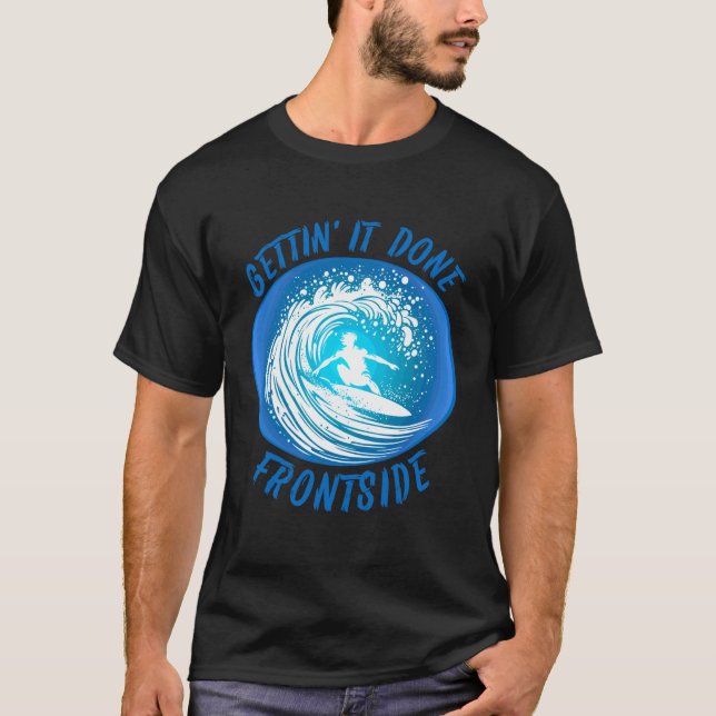 Men Surfing Regular Foot Frontside Retro Graphic S T-Shirt (Front)