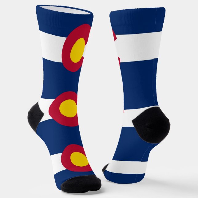 Men sustainable crew socks with flag of Colorado (Angled)