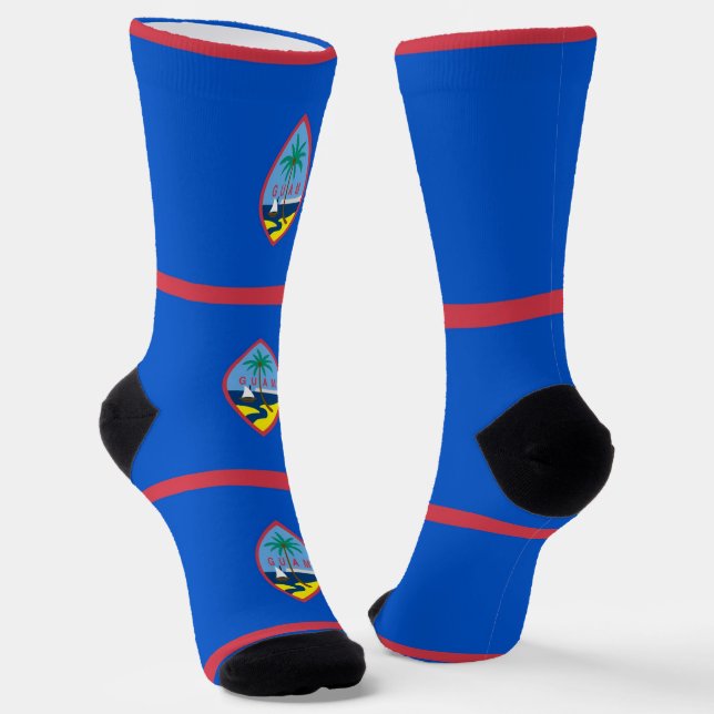 Men sustainable crew socks with flag of Guam, U.S. (Angled)