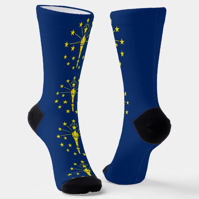 Men sustainable crew socks with flag of Indiana (Angled)