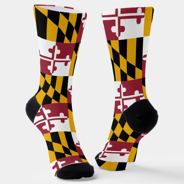 Men sustainable crew socks with flag of Maryland (Angled)