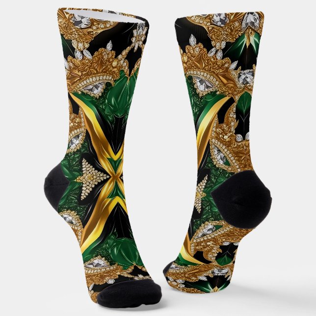 Men sustainable socks with Jamaican Colours (Angled)