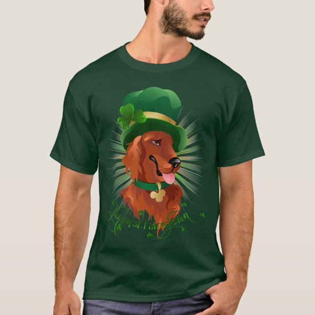 Men T-shirt with Irish Setter character (Front)