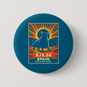 Men Total Eclipse Spain Astronomy Retro 6 Cm Round Badge