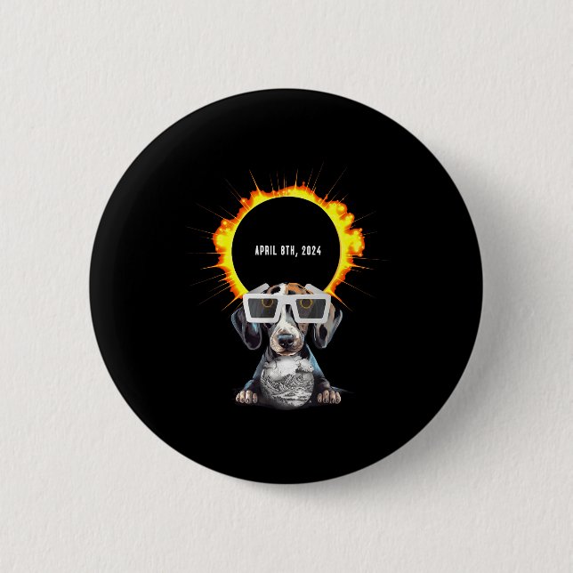 Men Total Solar Eclipse Dog Solar 6 Cm Round Badge (Front)