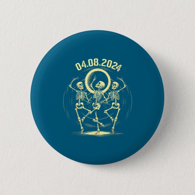 Men Total Solar Eclipse Skeletons Dancing 6 Cm Round Badge (Front)