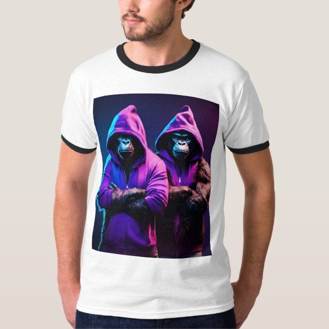 Men TShirt With Angry Monkeys (Front)