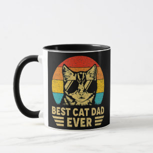 Men Vintage Best Cat Dad Ever Retro Fathers Day Mug