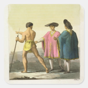 Men Wearing Ceremonial Ponchos in Santiago, Chile Square Sticker