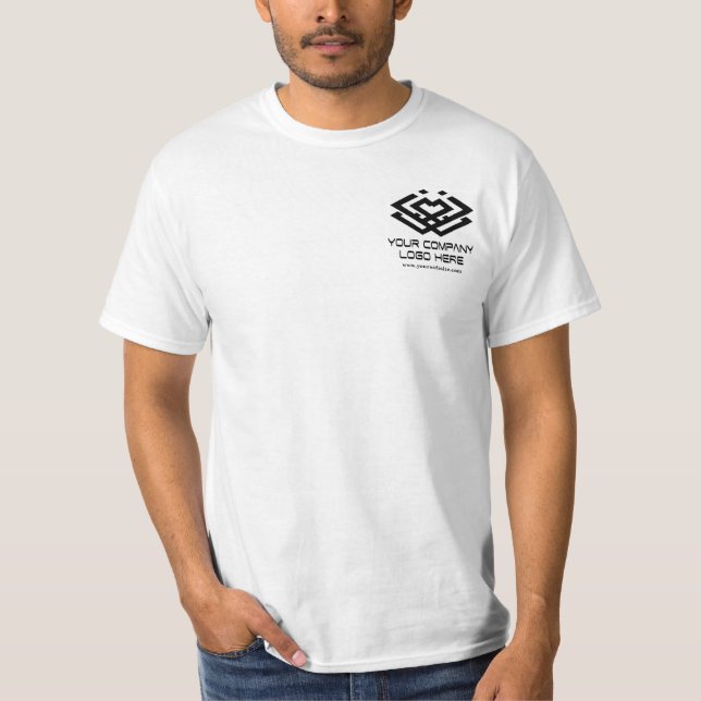 Men White Value T-Shirt with Custom Company Logo (Front)