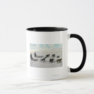Men with "Artic Fast Mail" Dogsled Mug