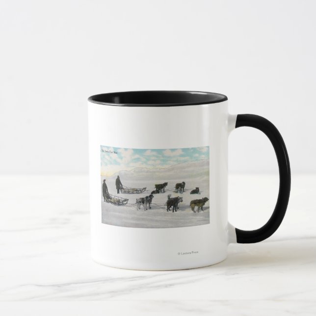 Men with "Artic Fast Mail" Dogsled Mug (Right)