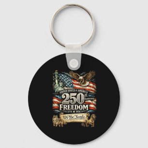 Men women 250 years of freedom patriotic flag 4th key ring