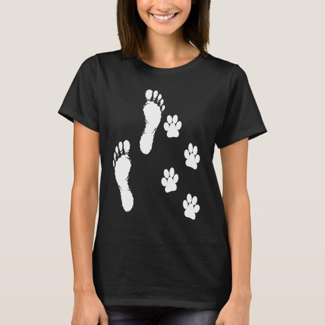 Men Women 4 paws 2 feet ONE TEAM funny dog walker  T-Shirt (Front)