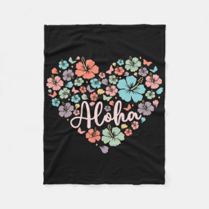 Men Women Aloha Hawaiian Family Vacation Flower He Fleece Blanket