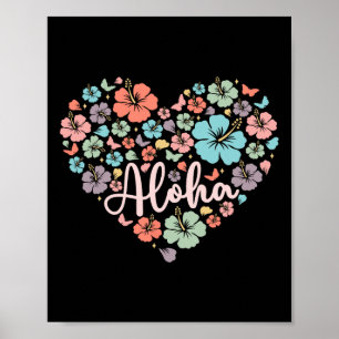 Men Women Aloha Hawaiian Family Vacation Flower He Poster