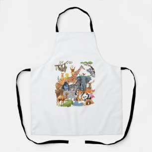 Men Women and Kids Wildlife Zoo Day Party Cute 22 Apron