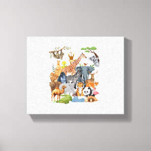 Men Women and Kids Wildlife Zoo Day Party Cute 22 Canvas Print