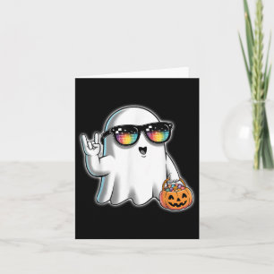 Men Women Boys Girls Ghost Boo Rock Pumpkin Hallow Card