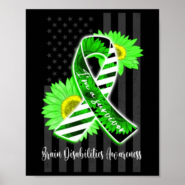 Men Women I Am A Survivor Brain Disabilities Aware Poster (Front)