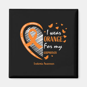 Men Women I Wear Orange For My Godmother Leukaemia Magnet