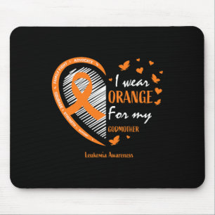Men Women I Wear Orange For My Godmother Leukemia Mouse Mat