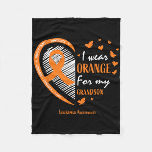 Men Women I Wear Orange For My Grandson Leukaemia Fleece Blanket