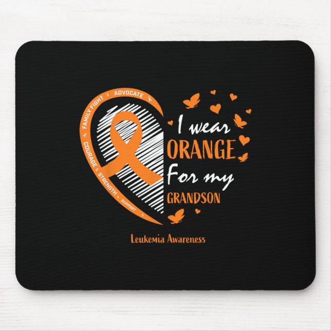 Men Women I Wear Orange For My Grandson Leukaemia  Mouse Mat (Front)