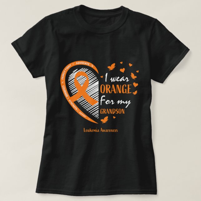 Men Women I Wear Orange For My Grandson Leukaemia  T-Shirt (Design Front)