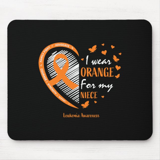 Men Women I Wear Orange For My Niece Leukaemia Awa Mouse Mat (Front)