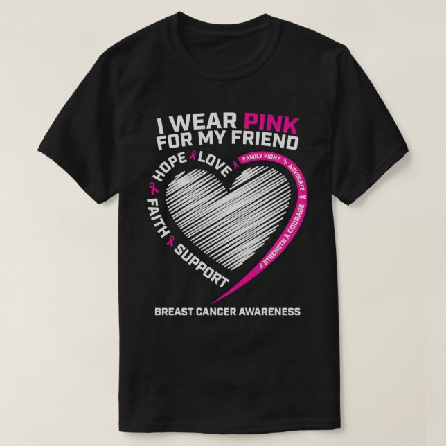 Men Women I Wear Pink For My Friend Breast Cancer  T-Shirt (Design Front)