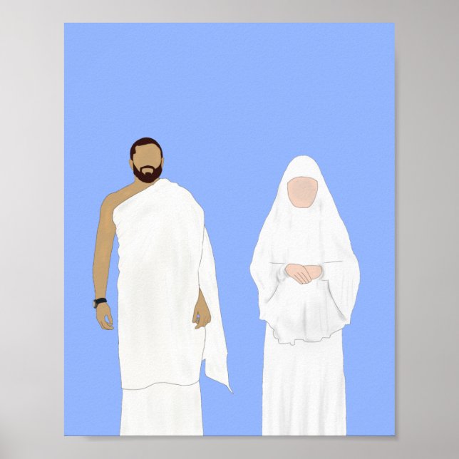 Men & Women in Hajj Hand Drawn Poster (Front)