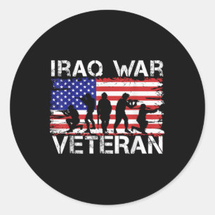Men Women Iraq War Veteran  Classic Round Sticker