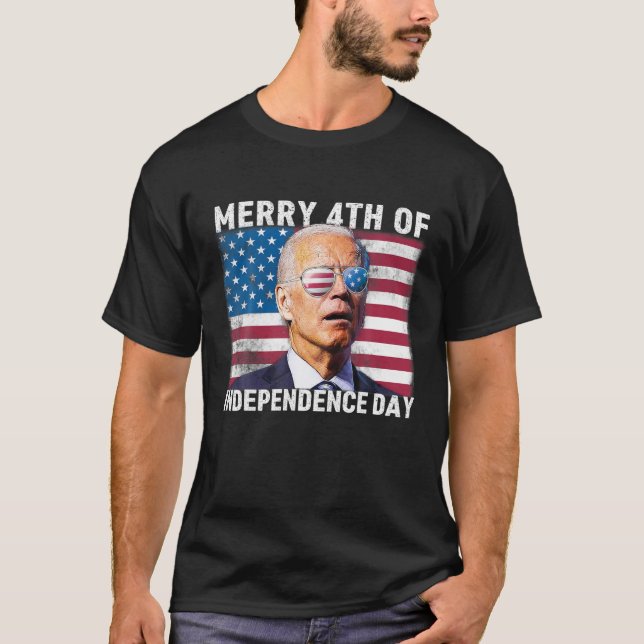 Men Women Joe Biden Confused Merry 4Th Of Independ T-Shirt (Front)