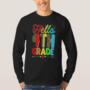 Men Women Kid Leopard Hello 4th Grade First Day Of T-Shirt