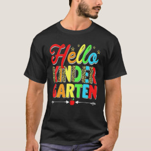 Men Women Kid Leopard Hello Kindergarten First Day T-Shirt