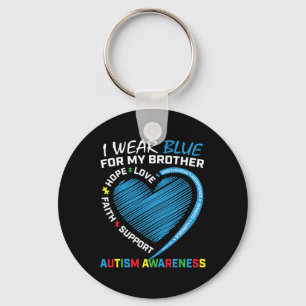 Men Women Kids I Wear Blue For My Brother Autism A Key Ring