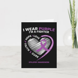 Men Women Kids I Wear Purple Im a Fighter Epilepsy Card