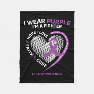 Men Women Kids I Wear Purple Im A Fighter Epilepsy Fleece Blanket