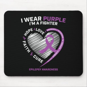 Men Women Kids I Wear Purple Im a Fighter Epilepsy Mouse Mat
