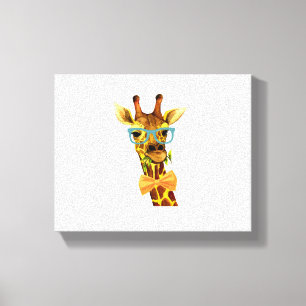 Men Women Nerdy Giraffe, Funny Animal Canvas Print