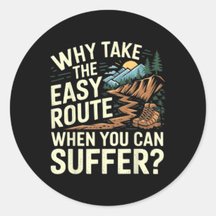 Men Women Outdoor Hiker Retro Hike Funny Mountain  Classic Round Sticker