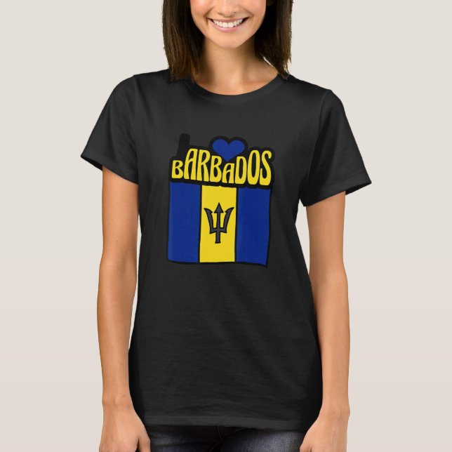 Men Women Proud Barbados Flag Map Barbados Souveni T-Shirt (Front)