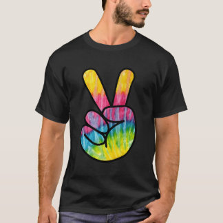 Men Women Psychedelic Peace Fingers Hand Sign Hood T-Shirt