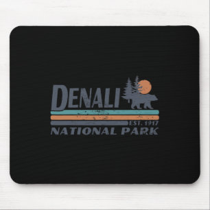Men Women Retro Denali National Park Mountains Hik Mouse Mat